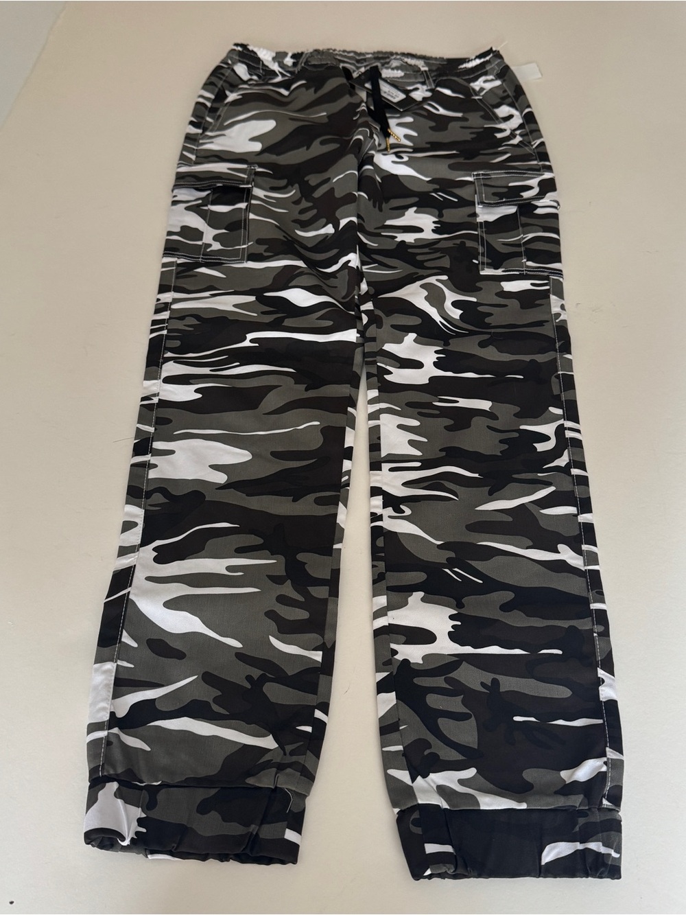 Riflessi Women’s Black White Olive Camo Cargo Jogger Pants Size L Style MJP16